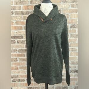 Le 31 par simons forest green pullover sweater shawl neck women’s sz medium knit